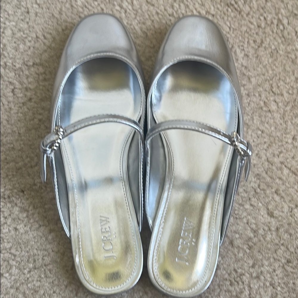 NWOT! J. Crew Factory Silver Mules Size 9